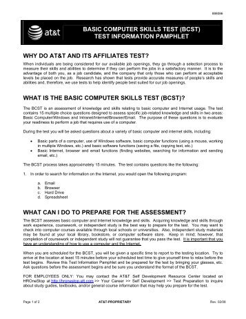 Basic Computer Skills Test (BCST) - AT&T