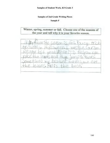 Samples of Student Work, K5-Grade 3 160 Samples of 2nd Grade ...