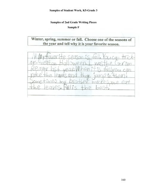 Samples of Student Work, K5-Grade 3 160 Samples of 2nd Grade ...