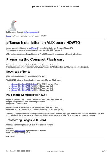 pfSense installation on ALIX board HOWTO - GOOZE downloading