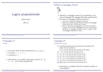 Logica proposizionale - Dipartimento di Filosofia