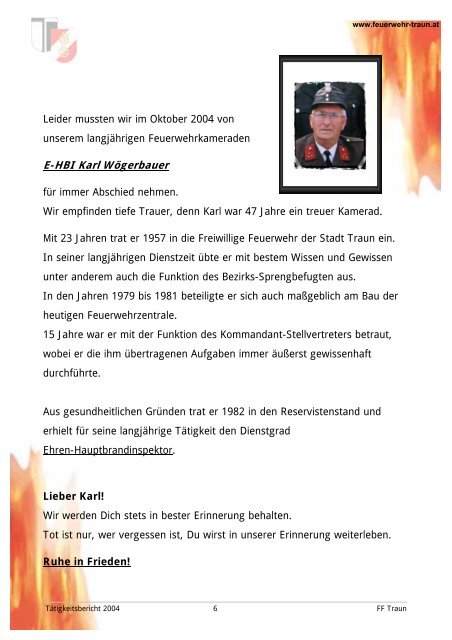 TÃ¤tigkeitsbericht 2004 - Freiwillige Feuerwehr der Stadt Traun