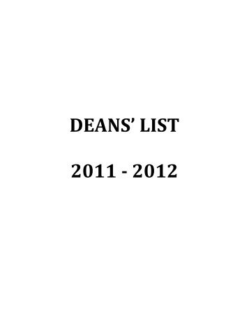 DEANS' LIST 2011 - 2012