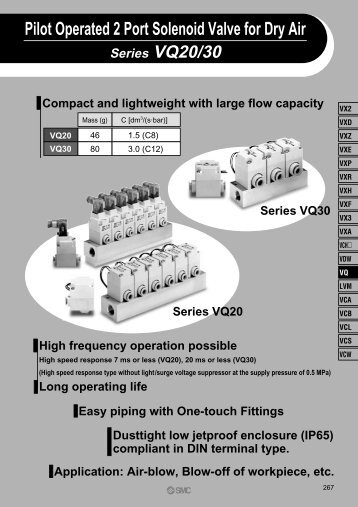 Series VQ20/30 Pilot Operated 2 Port Solenoid Valve for Dry Air