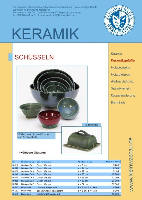 Werkstattkatalog: das gesamte Sortiment - Kleinwachau