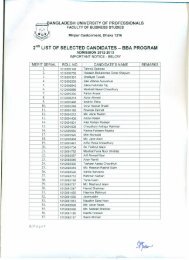 BBA Admission Final Result-2nd merit list. - BUP