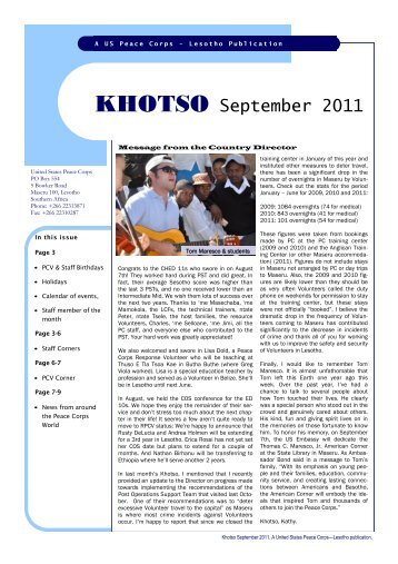 KHOTSO September 2011 - Friends of Lesotho