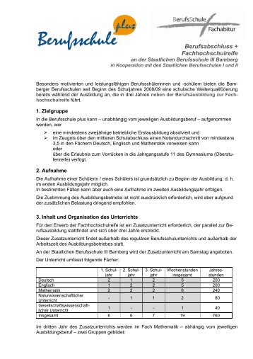 Berufsabschluss + Fachhochschulreife - Berufsschule III Bamberg