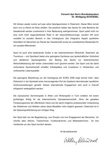 Vorwort des Herrn Bundeskanzlers Dr. Wolfgang SCHÃSSEL