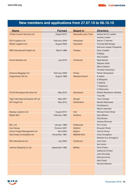 BIFAlink cover - British International Freight Association