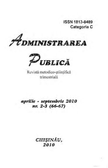 Revista "Administrarea publicÄ" aprilie â septembrie 2010 nr. 2â3