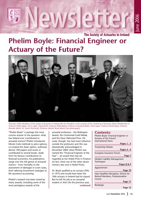 Newsletter June 2006.pdf - Society of Actuaries in Ireland