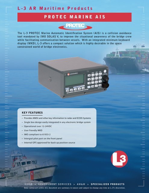 ProTec Automatic Identification System - L-3 Aviation Recorders
