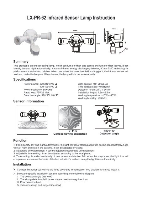 LX-PR-62 Infrared Sensor Lamp Instruction - Lexing.com.cn