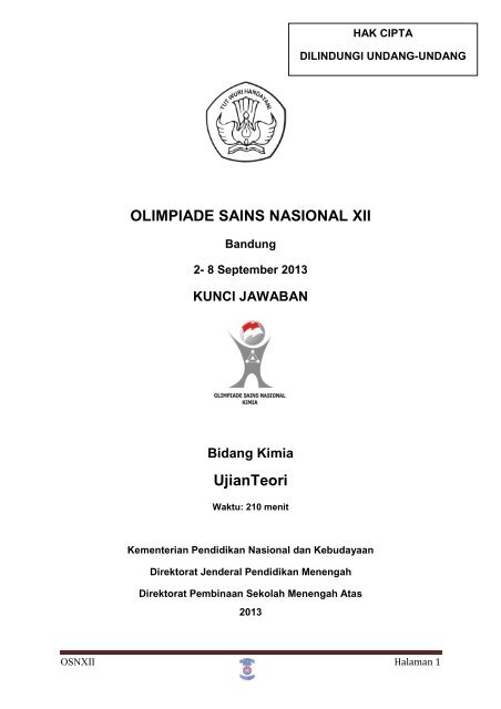 Pembahasan Soal Osn Kimia Tahun 2013 Di Bandung