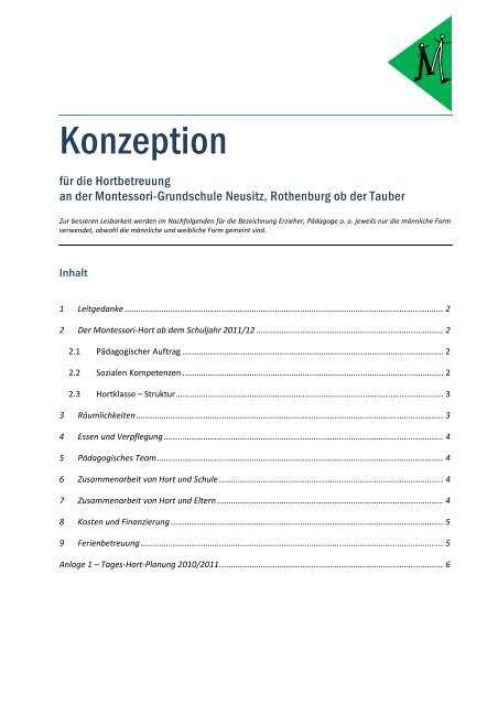 Konzeption Hortbetreuung - Montessori Grundschule Neusitz ...