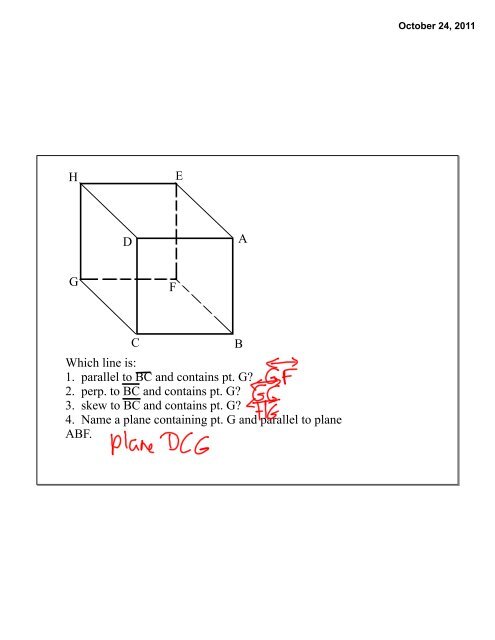 3.1 Lines and Angle Pairs parallel lines: perpendicular lines: skew ...