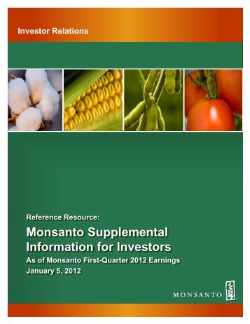 Monsanto Supplemental Information for Investors