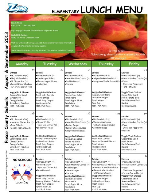 Elementary School Lunch Menu Pasco County Schools elementary-school-lunch-menu-pasco-county-schools