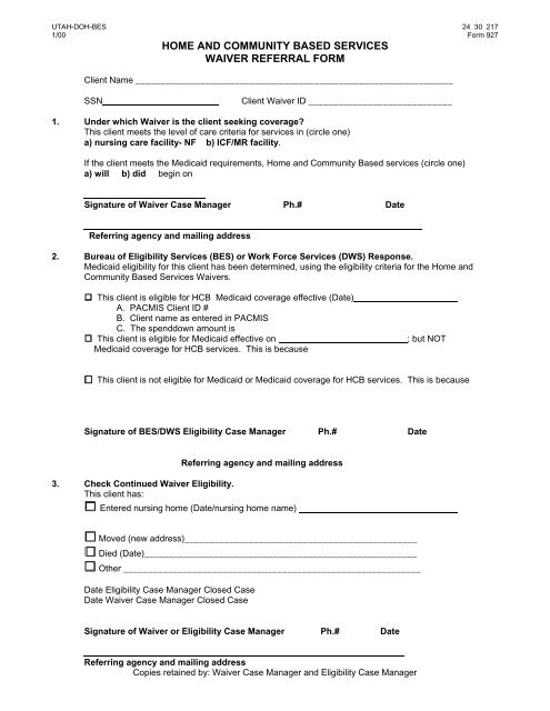 Home And Community Based Services Waiver Referral Form