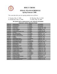 HOLY CROSS FINAL EXAM SCHEDULE Spring Semester 2008