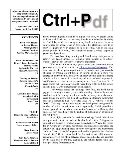 Issue 1 - CTRL+P: a journal of contemporary art