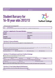 16-18 Student Bursary Application Form (PDF) - Trafford College