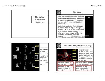 The Motion of the Moon The Moon The Earth, Sun, and Time of Day