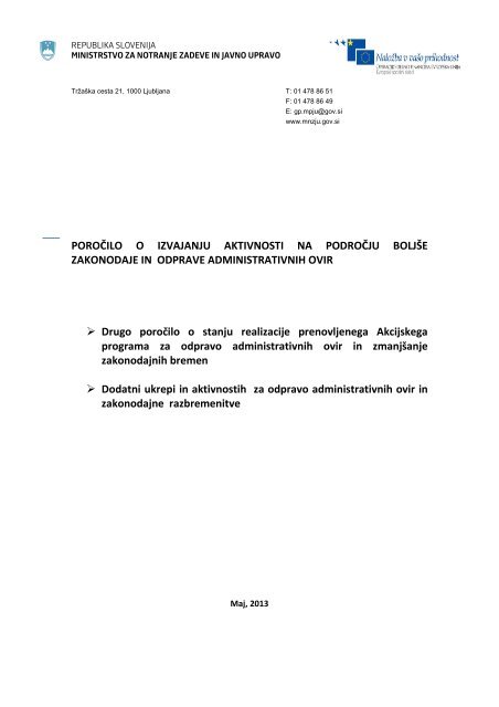 Poročilo o izvajanju aktivnosti na področju boljše zakonodaje in ...
