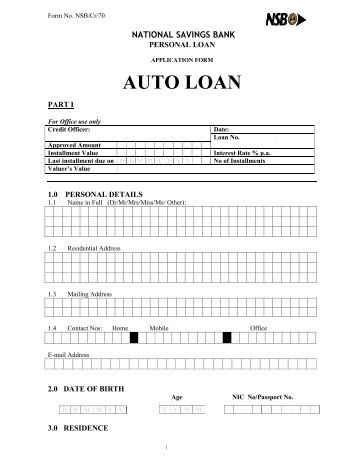 Auto Loan Application Form