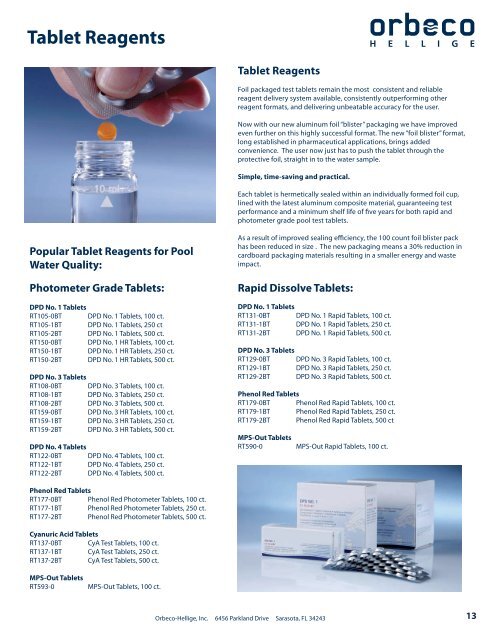 Products for Pool and Spa Water Analysis - Orbeco-Hellige