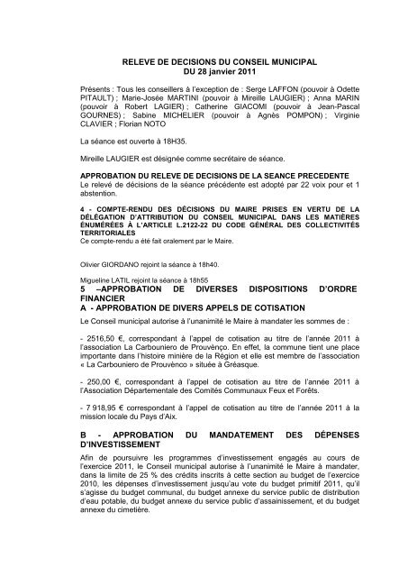 l'association La Carbouniero de Prouvènço. En effet - Mairie de ...