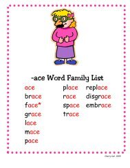 -ace Word Family List