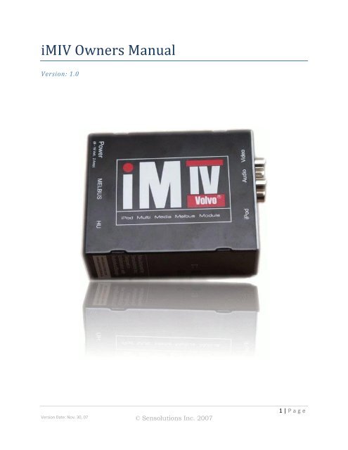 iMIV Owners Manual