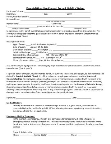 Parental/Guardian Consent Form & Liability Waiver - Holy Trinity ...