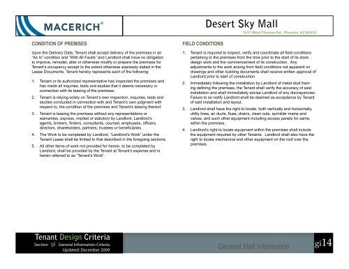 Desert Sky Mall General Information Criteria - Macerich