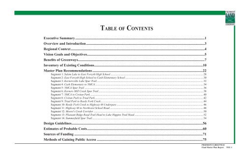 Piedmont Greenway Master Plan - Town of Kernersville