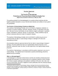 Position Statement on The Practice of Dermatology: Protecting and ...