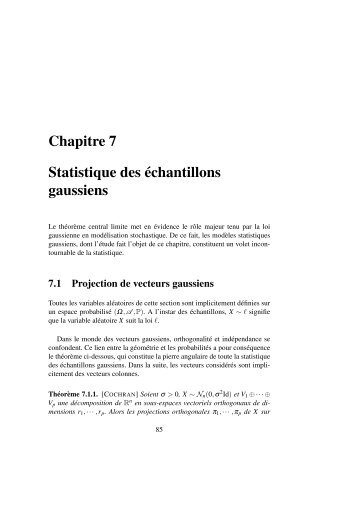 Chapitre 7 Statistique des Ã©chantillons gaussiens - ENS de Cachan ...