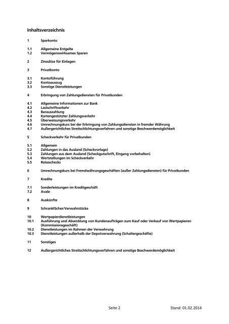 Preisverzeichnis - PSD Bank Westfalen-Lippe eG