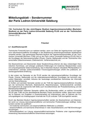 Sondernummer der Paris Lodron-UniversitÃ¤t Salzburg