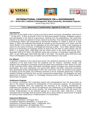 INTERNATIONAL CONFERENCE ON e-GOVERNANCE - Institute of ...