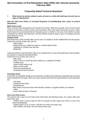 New formulation of Oral Rehydration Salts (ORS)