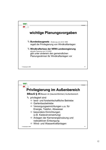 Vortrag Ulrich Goedecke: Windkraftanlagen in WÃ¼rselen - Agenda ...