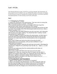 Lab 3â PC226 1.1 Charging by Friction 1.2 Conductors and Insulators