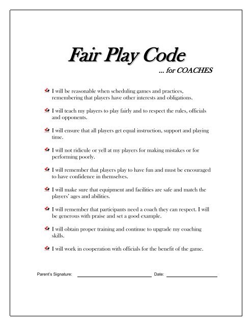 Fair play Code - Hockey Calgary