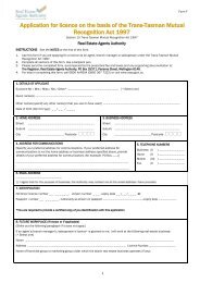 Application pack for trans-tasman mutual recognition arrangement