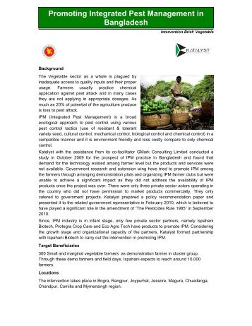 Promoting Integrated Pest Management in Bangladesh - Katalyst