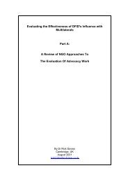 Review of NGO approaches to advocacy work Davies 2001, DFID