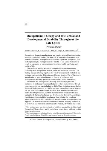 Occupational Therapy and Intellectual and Developmental Disability ...